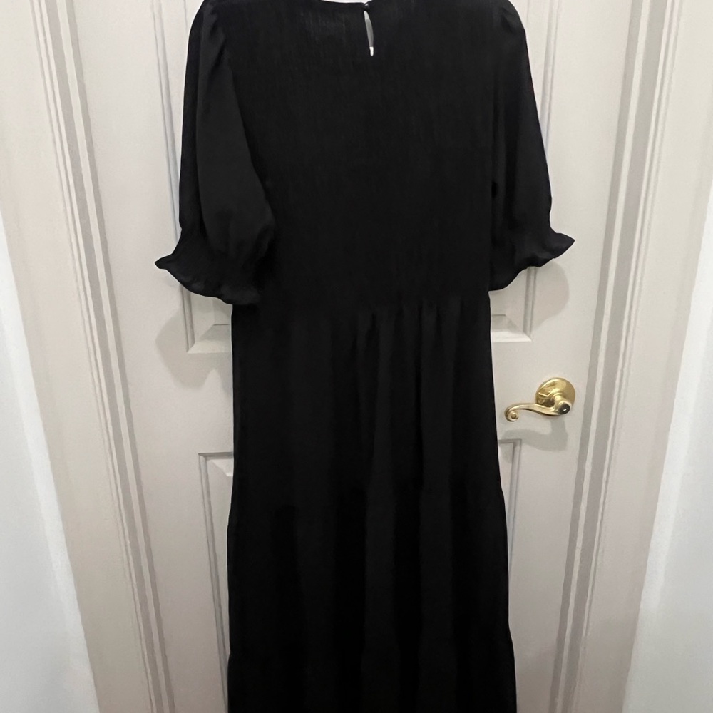 Chic Black Smocked Top Dress - Picture 6 of 6